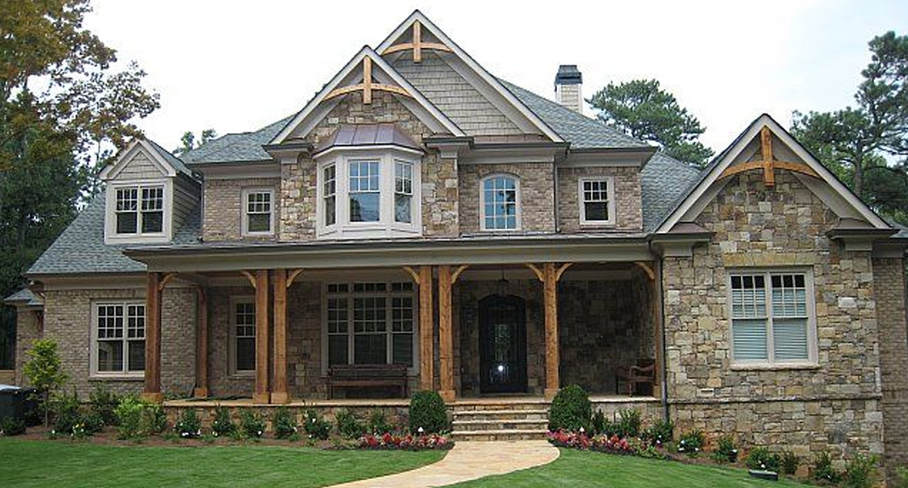 Timber and stone sided house